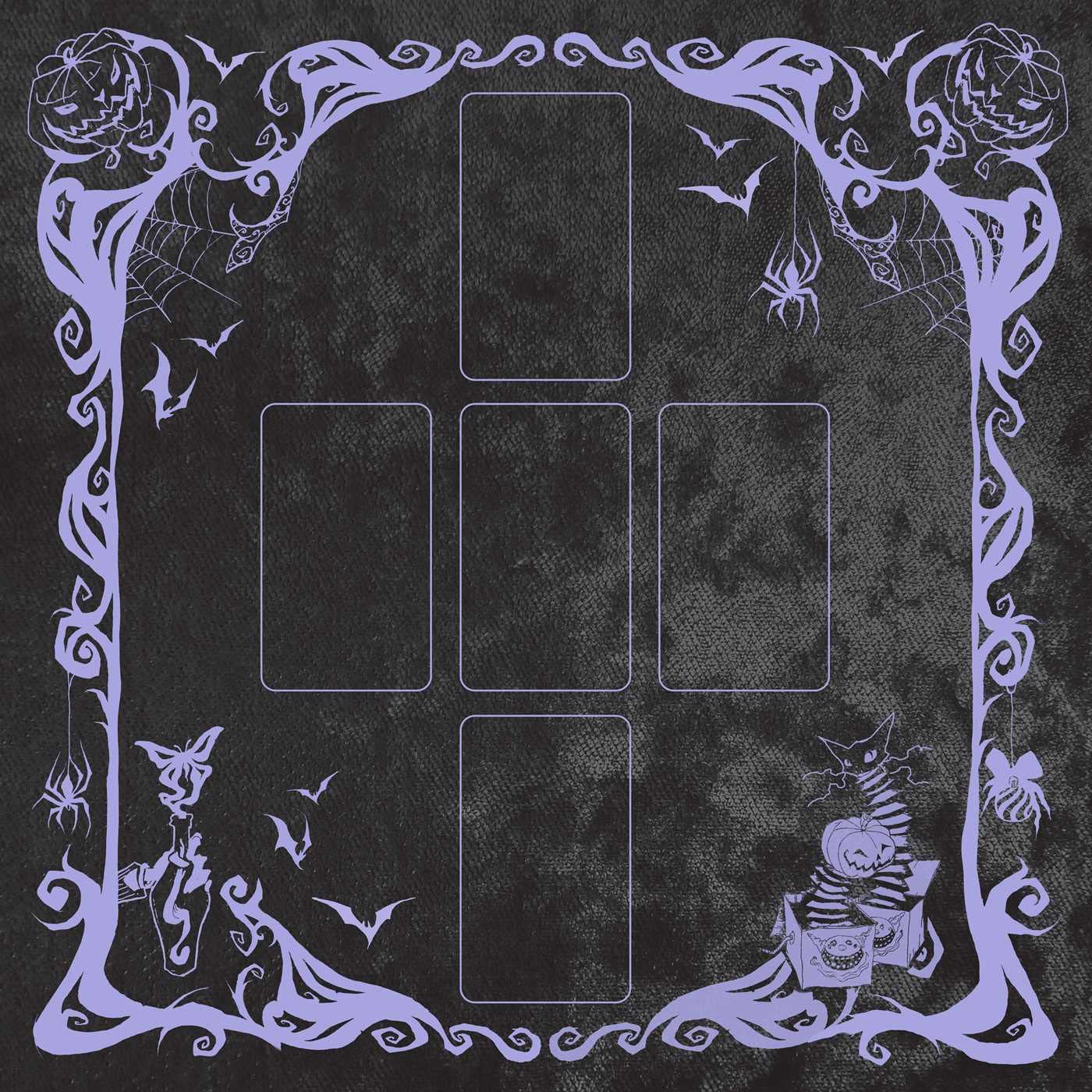 Decorative Halloween-themed border with purple accents on a black background