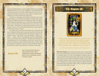 Magical book or spellbook with an illustration of 'The Empress III' and text on a beige background.