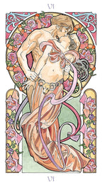 Art Nouveau-style illustration of a nude figure with floral elements