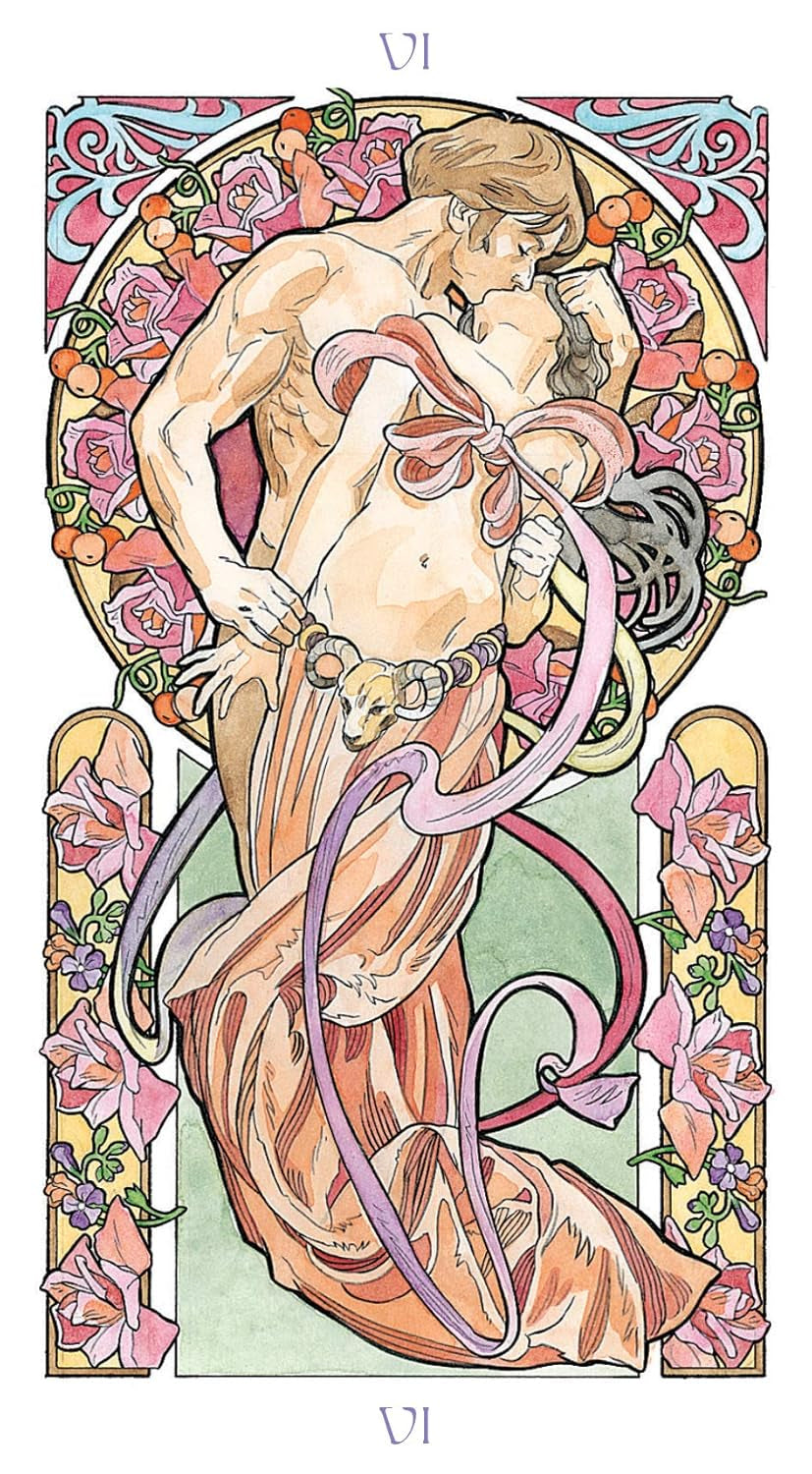Art Nouveau-style illustration of a nude figure with floral elements