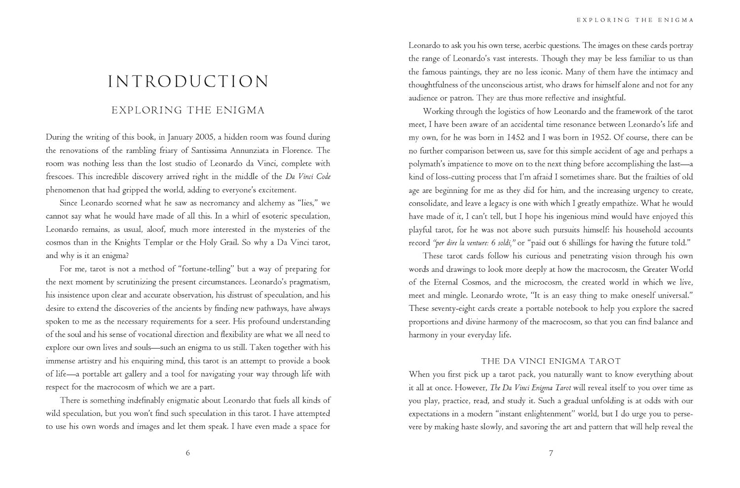 Book pages with text on an introduction and enigma exploration.