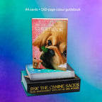 Book titled 'Ask the Canine Sages' with a dog illustration on a gradient blue and purple background.
