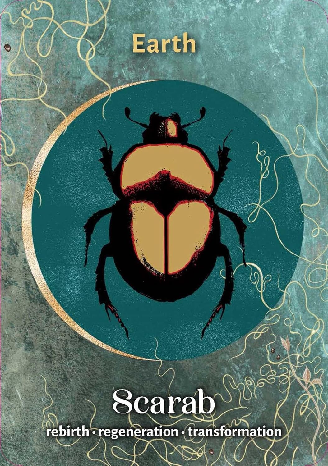 Scarab beetle illustration on a textured background with 'Earth' and 'Scarab' text.
