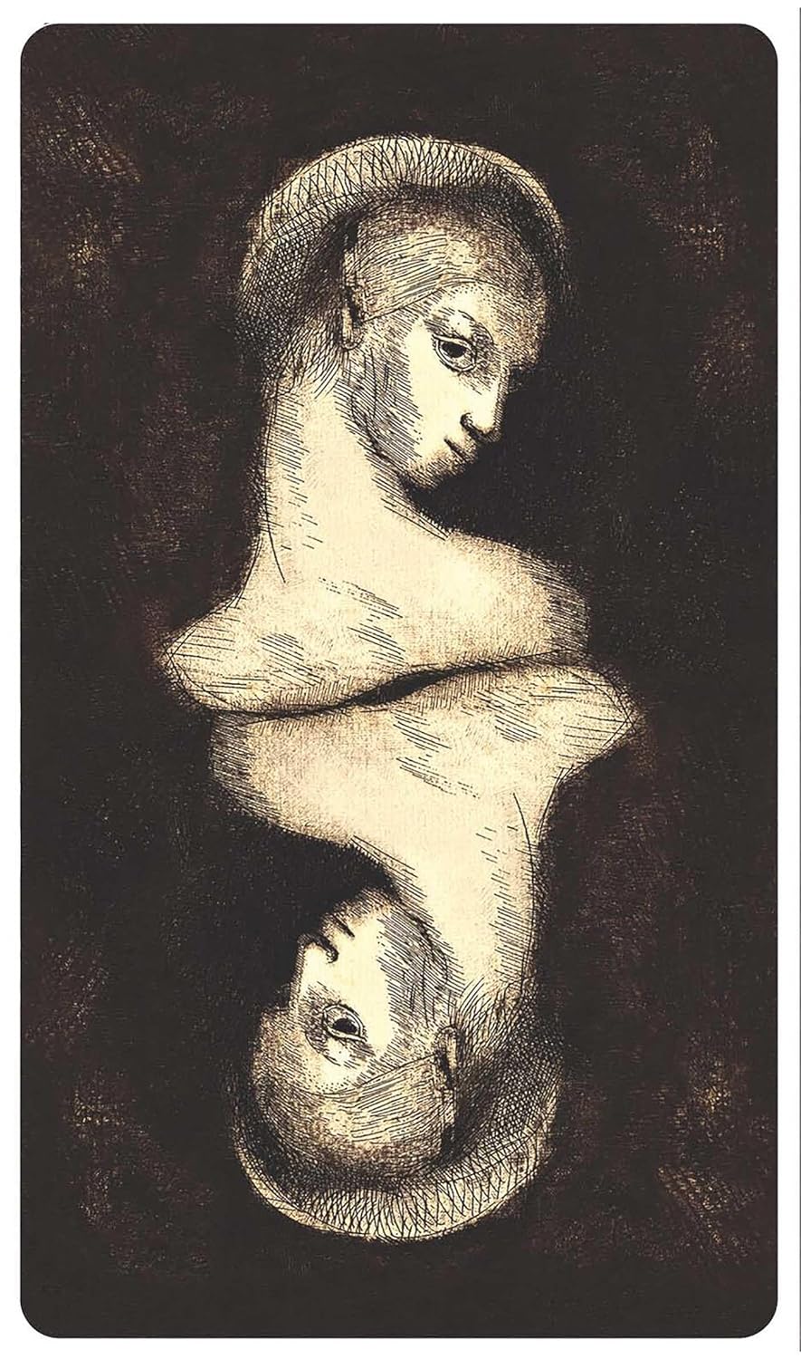 Artistic depiction of a woman with a fish head on a dark background