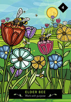 Colorful illustration of flowers and bees with 'Elder Bee' branding.