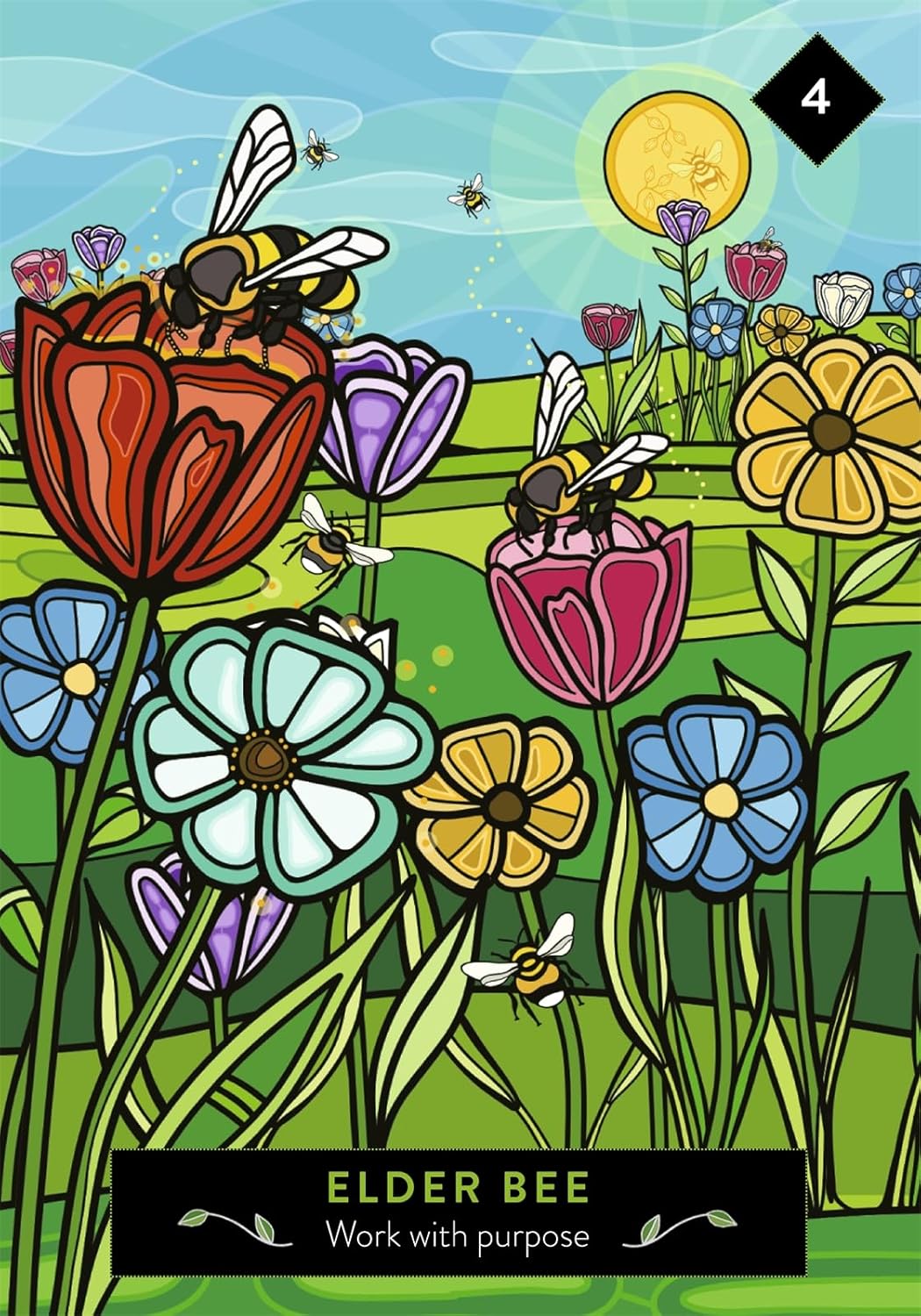 Colorful illustration of flowers and bees with 'Elder Bee' branding.