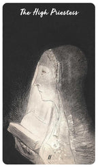 Tarot card featuring a draped figure with 'The High Priestess' text at the top.