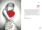 Illustration of a woman holding a red heart with text on love and relationships.