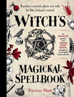 Cover of 'Witch's Magickal Spellbook' with pentacle design and nature elements.