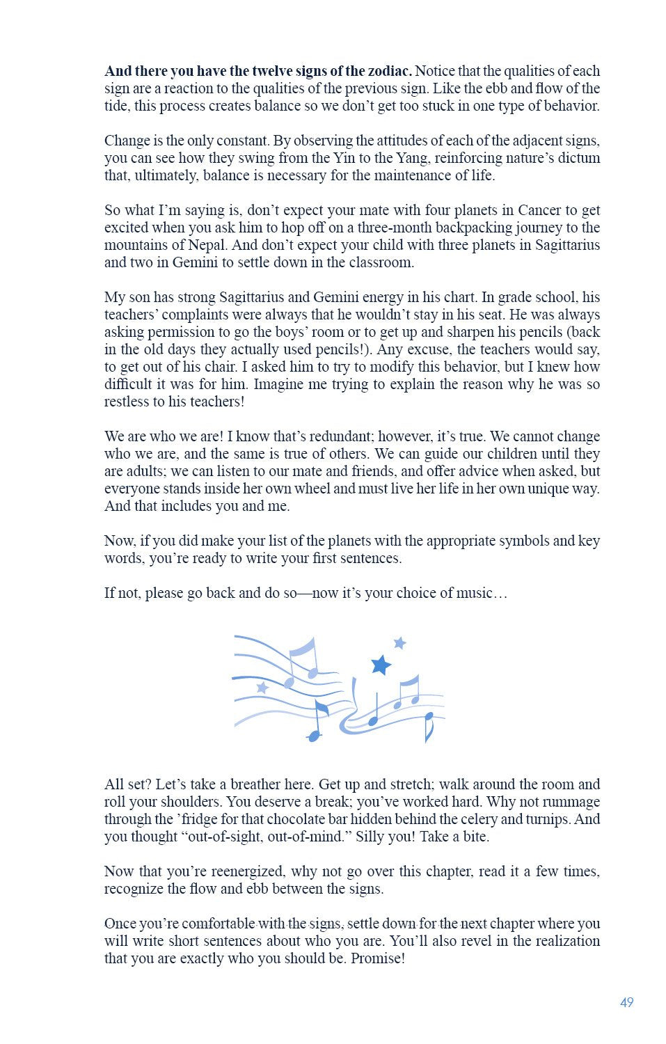 Text document with philosophical reflections on nature, behavior, and personal growth.