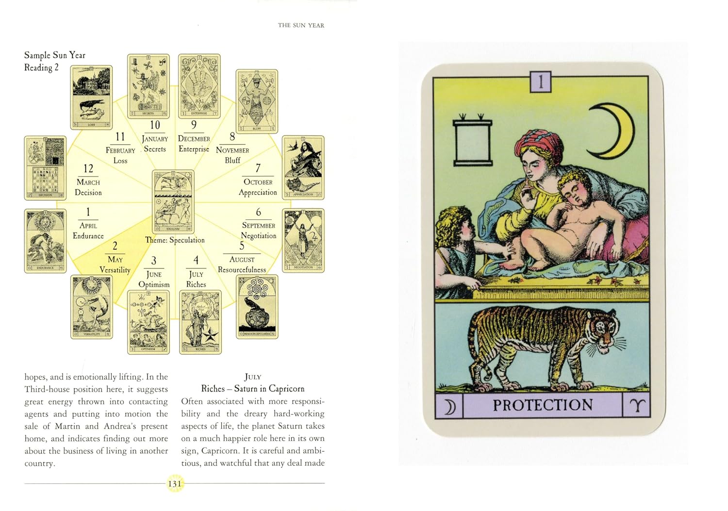Tarot card with a tiger and text on a white background
