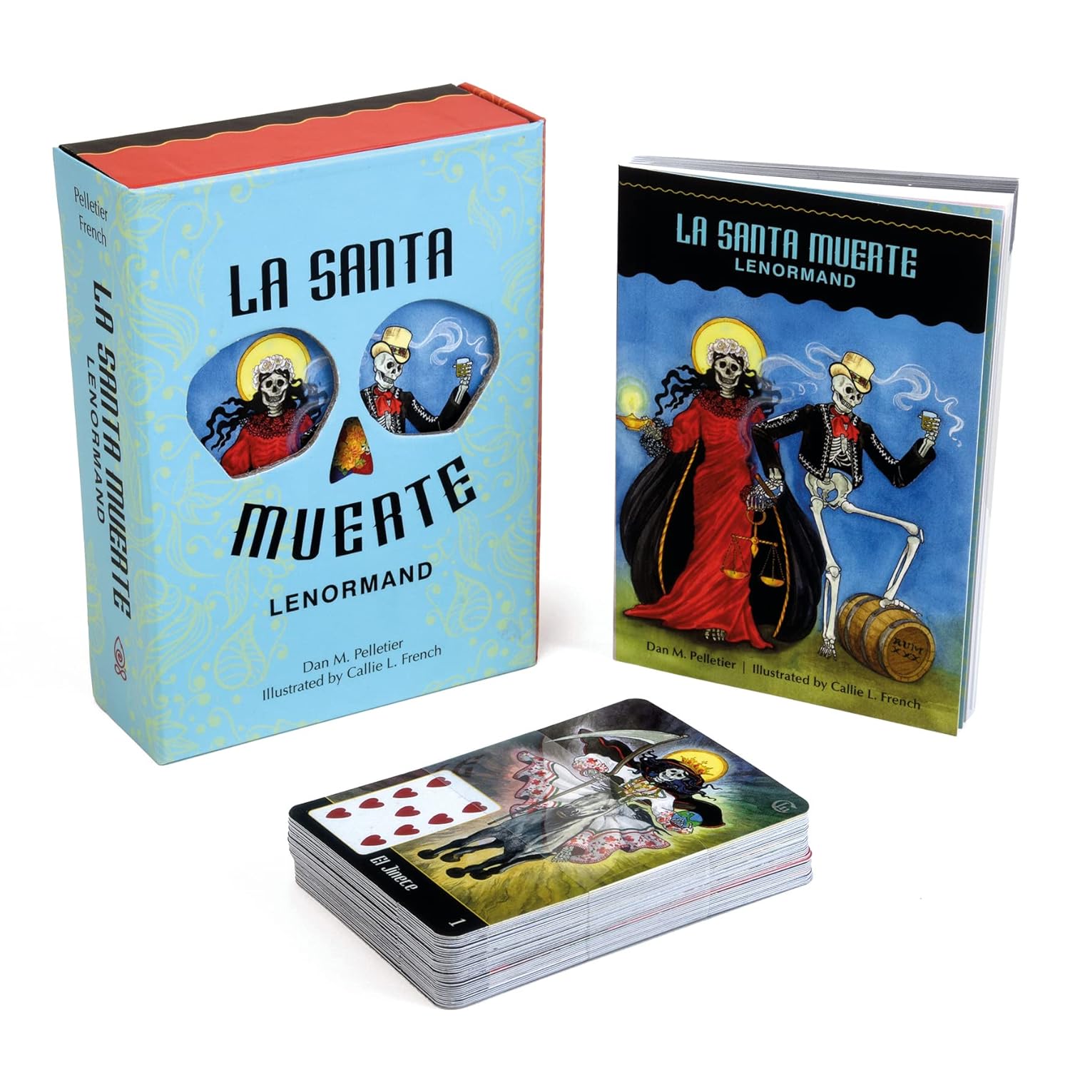 La Santa Muerte Lenormand cards with packaging on a white background