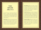 Informational text about the Minor Arcana from a tarot card guidebook, with decorative borders and text layout.