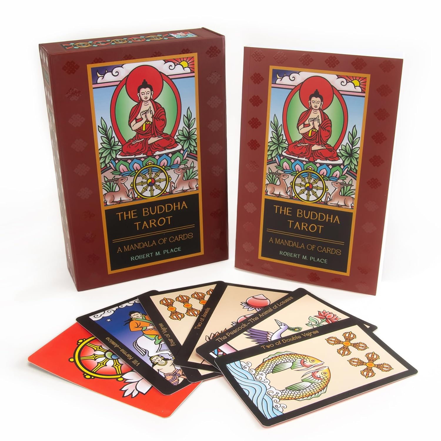 Buddha Tarot cards with packaging on a white background