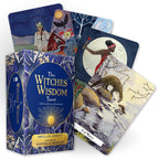 Witches' Wisdom Tarot cards with colorful illustrations and packaging on a white background