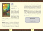 Tarot card titled 'The Fool' with symbolic description and meanings.