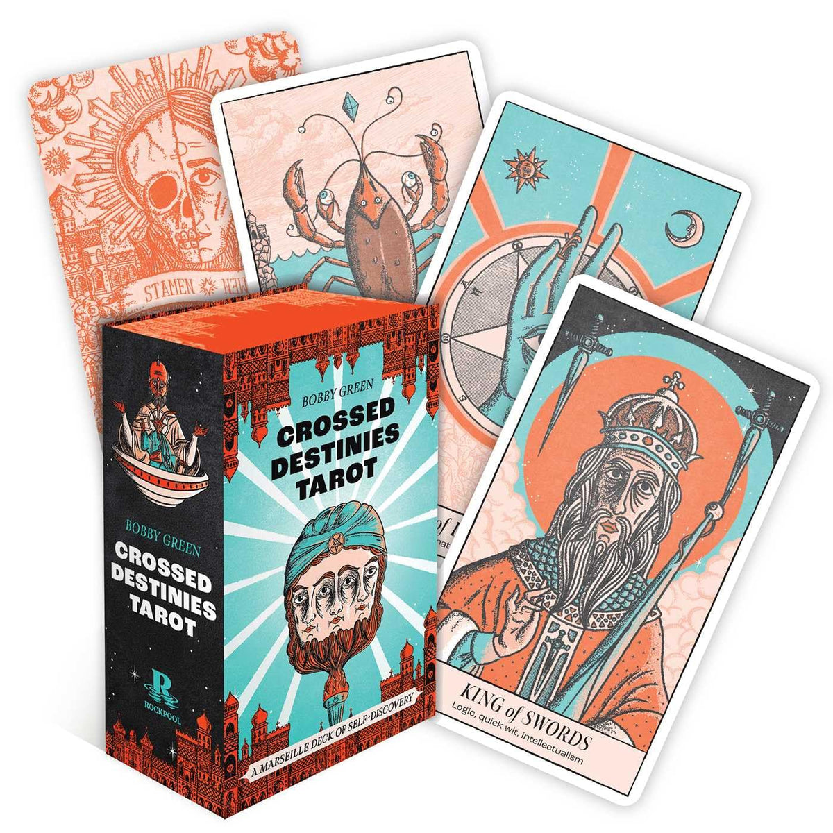 Crossed Destinies Tarot cards with tarot card box and selected cards displayed.