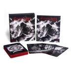 Card game set titled 'The Bloodlands' with mountain-themed packaging on a white background.