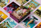 Moonlube Tarot cards with colorful illustrations on a pink background