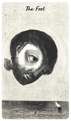 Card titled 'The Fool' with a stylized face and minimalistic design.