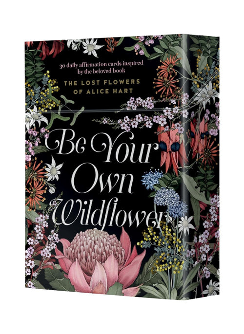 Floral book titled 'Be Your Own Wildflower' with colorful flowers on a black background
