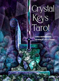 Cover of 'Crystal Keys Tarot' with crystals and a key design.