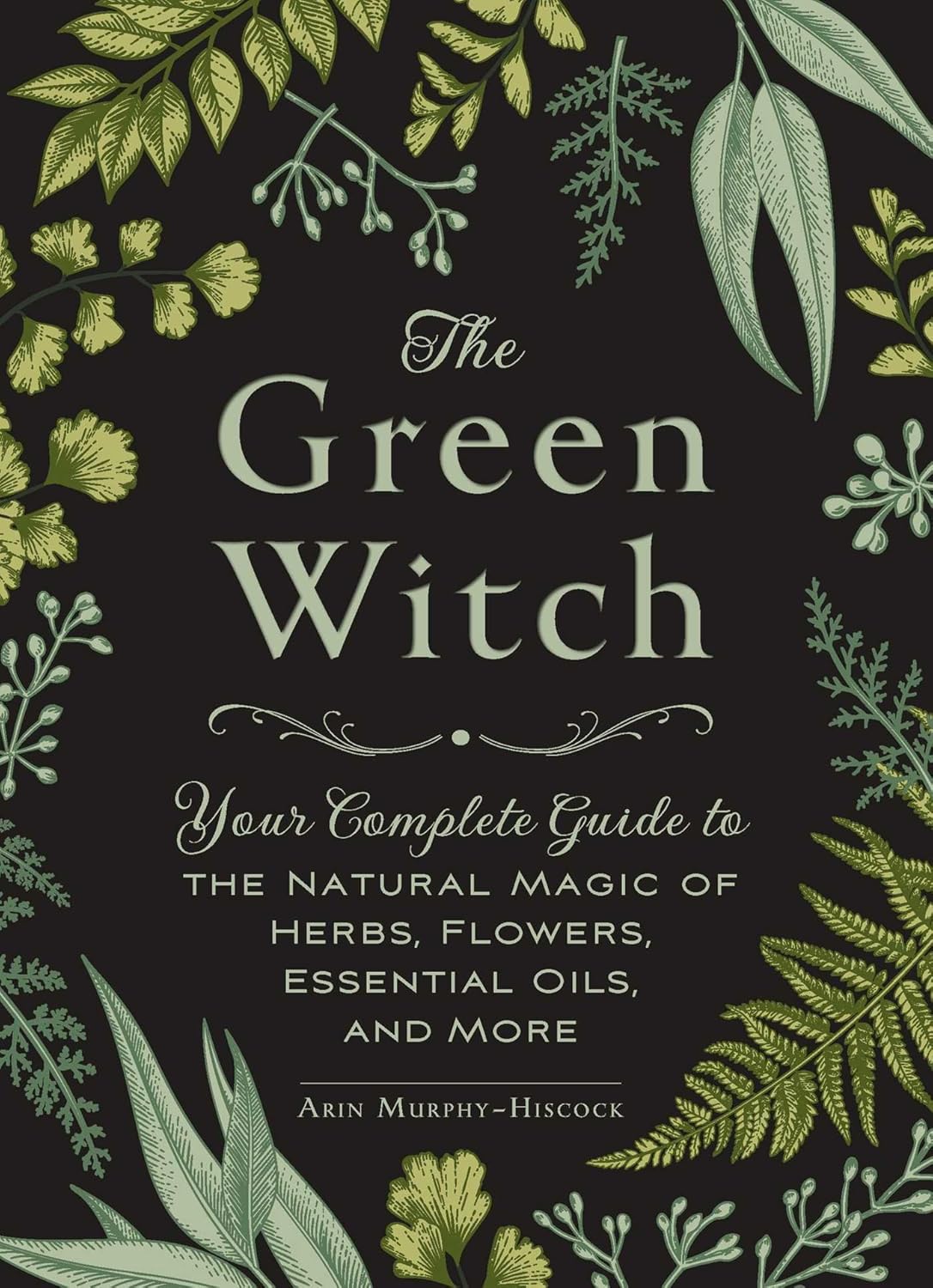 Book cover of 'The Green Witch' with green foliage on a black background