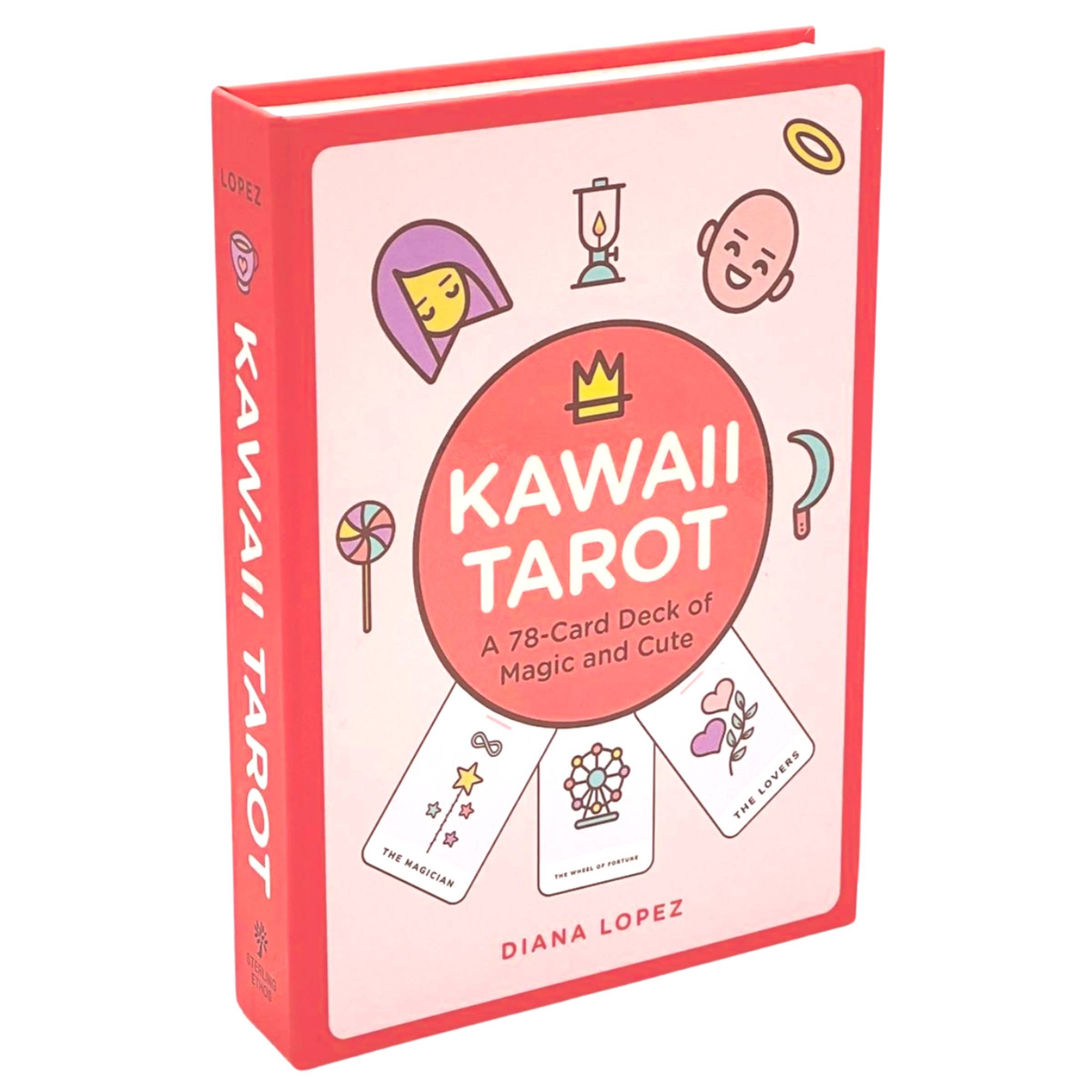 Kawaii Tarot book with colorful illustrations on a white background
