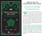 Wiccapedia Spell Deck cover with green and white design on a black background