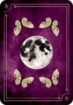 Butterflies and a moon on a purple background