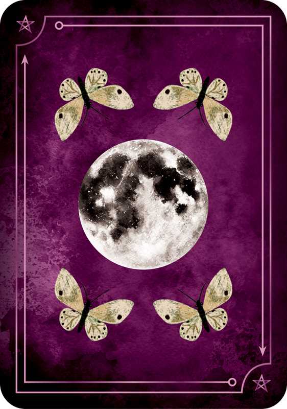 Butterflies and a moon on a purple background
