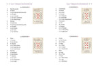 Card deck with diamond symbols and corresponding meanings on a white background