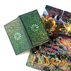 Colorful tarot cards with intricate designs on a white background