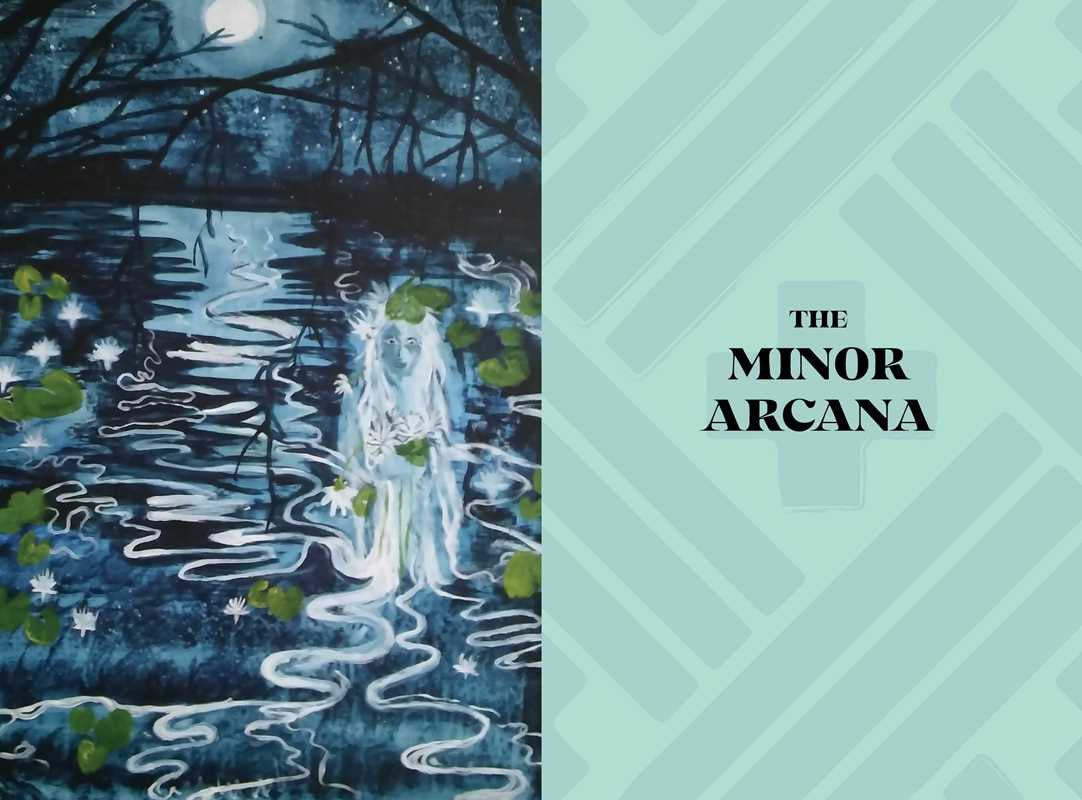 Book cover with a ghostly figure by a lake at night, titled 'The Minor Arcana'.