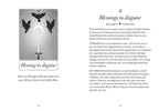Magazine page with a symbol of three birds and a sword, text on blessings in disguise, and page numbers 28 and 29.
