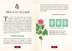 Instructions on how to use oracle cards with floral design and text.