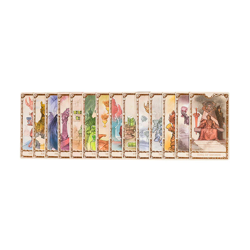 Set of tarot cards with colorful illustrations on a white background