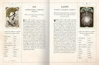 An open book or booklet showing two printed spread pages with illustrated tarot card guidance titled Air and Earth, including text, definitions, and card associations on aged cream paper.