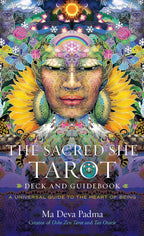 Cover of 'The Sacred She Tarot' with colorful design and text.