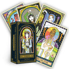Set of tarot cards with colorful illustrations on a white background