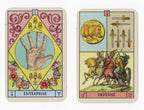 Two tarot cards labeled 'Enterprise' and 'Defense' on a white background.