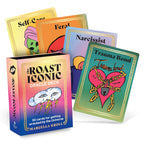 Roast Iconic Oracle Deck with colorful cards and box on a white background