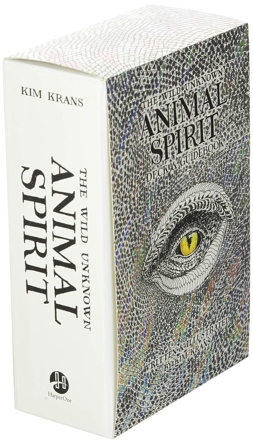 Book titled 'Animal Spirit' with a cover design featuring an eye and text by Kim Krans on a white background.