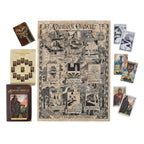 Camelot Oracle card set with tarot-style cards and a large poster.