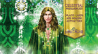 Card featuring a person in a green robe with celestial frequencies and Oracle cards text.