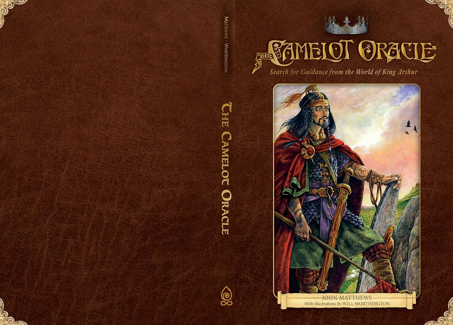 Cover of 'The Camelot Oracle' with a character holding a sword against a scenic background.
