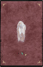 Artistic depiction of a bird on a textured brown background