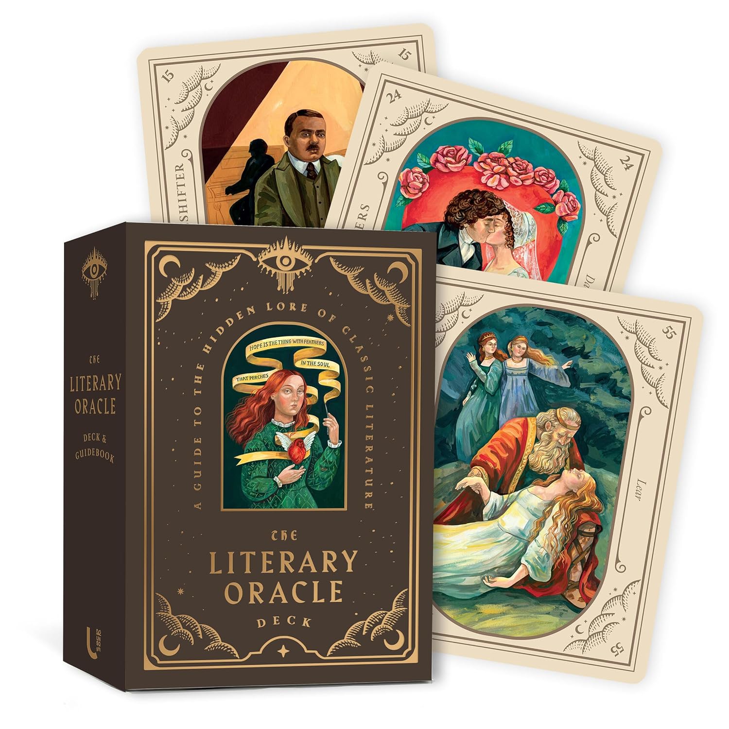 Box for 'The Literary Oracle' with three cards presented behind.