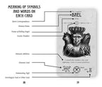 Tarot card labeled 'Bael' with annotations on its meaning and symbols.