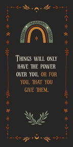 Motivational quote with a rainbow design on a dark background